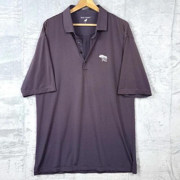 Horn Legend Performance Polo Shirt Men L Purple Stripe Torrey Pines Golf Stretch - Picture 2 of 11